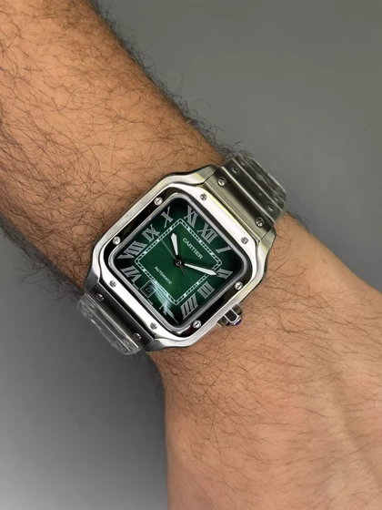 ساعت مچی کارتیه د سانتوس موتور اتوماتیک صفحه سبز Cartier
