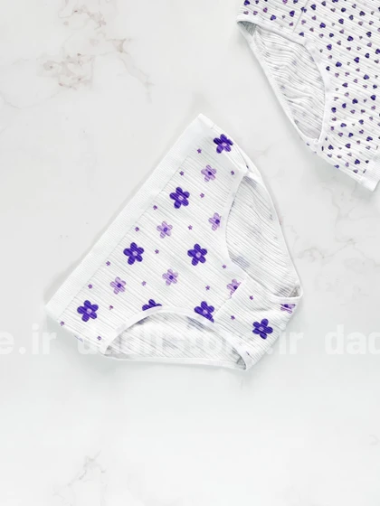 شورت اسلیپ نخ پنبه عروسکی طرحدار سفید بنفش