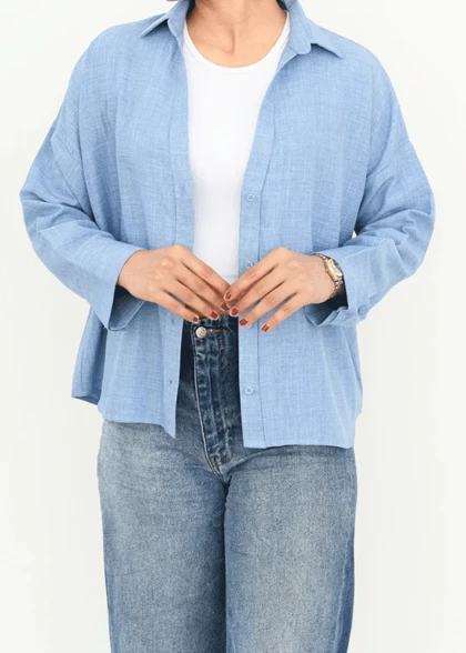 شومیز کوتاه سر آستین دکمه