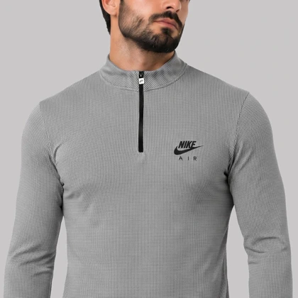 استرج نیم زیپ ورزشی مردانه نایک مدل VHD-Dri Fit-4K0978 طوسی روشن