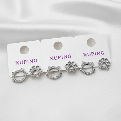 گوشواره ژوپینگ طرح گربه و پنجه نگین‌دار