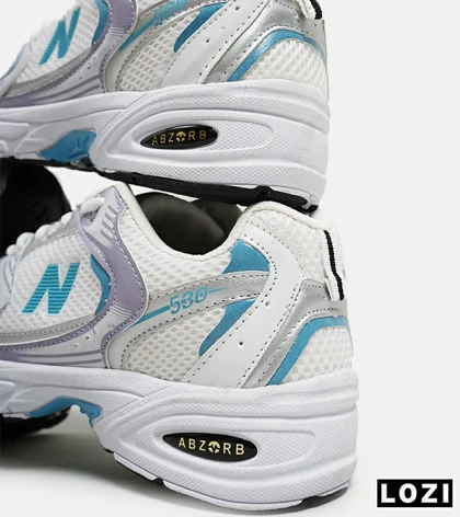 کفش کتانی مردانه و زنانه سفید آبی یاسی NEW BALANCE 530