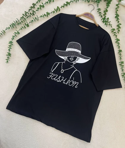 تیشرت لانگ طرح دار