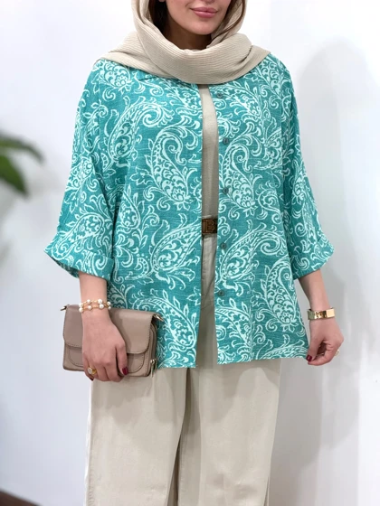 تونیک مانتویی لینن آبرنگ