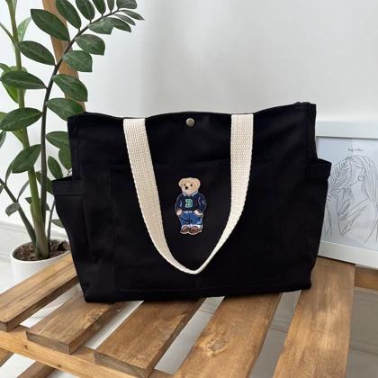 توت بگ مشکی طرح polo bear ساک پارچه ای