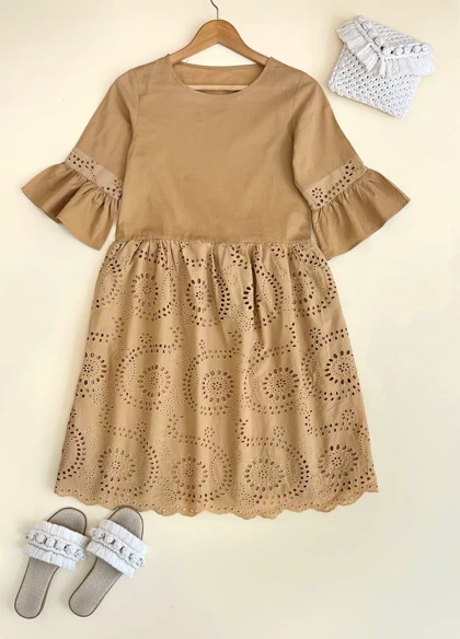 پیراهن خامه دوزی آستردار کد 2452