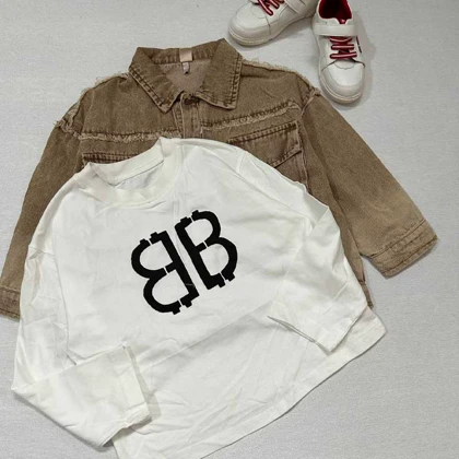 ست دو تیکه دخترانه کت جین و بلوز