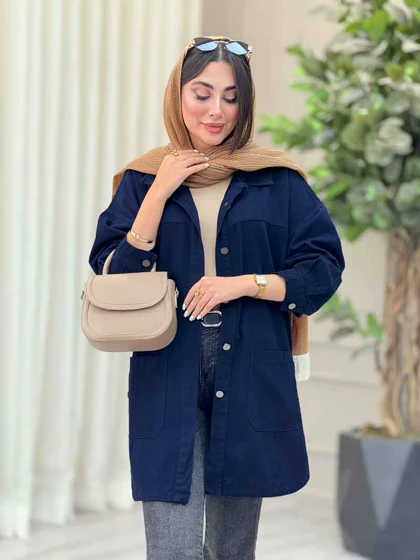 مانتو کتان بغل سه دکمه جیب پایین