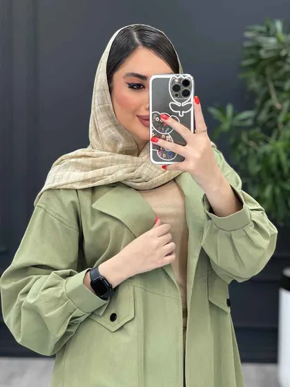 مانتو لینن جیب کج پشت پاگن