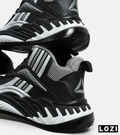 کفش کتانی ساق‌دار مشکی طوسی سفید Reebok Shaq Attaq