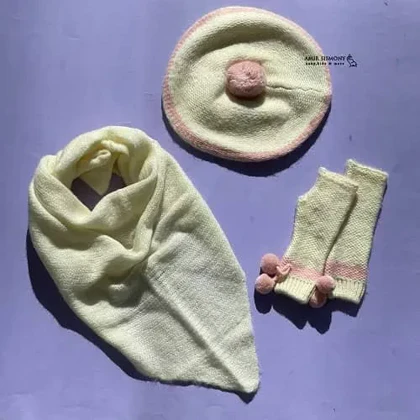 ست کلاه کج و شال و ساق دست بافت ENDLESS