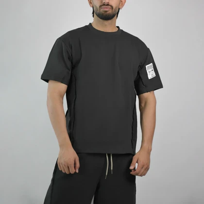 ست تیشرت و شلوارک اسپرت دنیم ور مدل HZ-202 مشکی