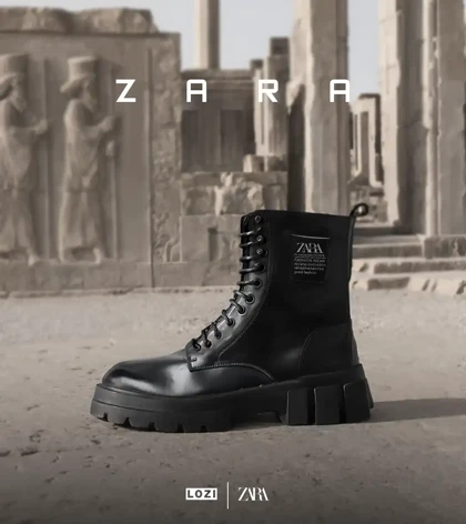 بوت مردانه چرمی مشکی ZARA مدل 6208