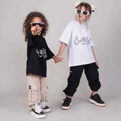 تیشرت با شلوار کارگو بچه گانه طرح فشن ست خواهربرادری