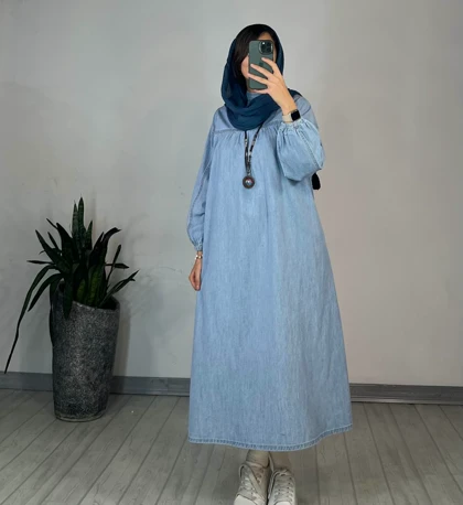 پیراهن مانتویی جین کاغذی 3
