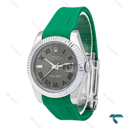 ساعت مردانه رولکس دیت جاست 2 ویمبلدون بند رابر سبز Rolex-6611-G