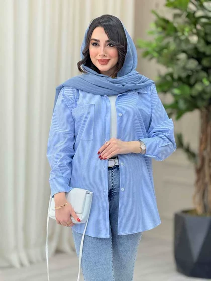 مانتو راه راه تک جیب پانیا