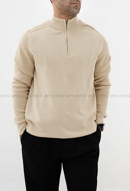 بلوز بافت یقه 5سانت نیم زیپ مردانه کد20000041