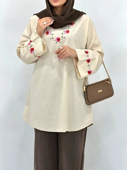 مانتو لینن گلدوزی نرگس کد 7033