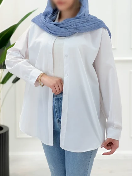شومیز تک سفید ساده زنانه