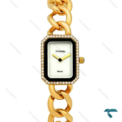 ساعت شنل Premiere زنانه بند کارتیری طلایی دورنگین Chanel-7967-L