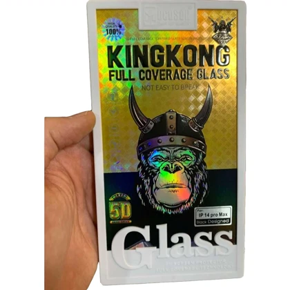گلس شیشه ای تمام چسب آیفون 14 پرومکس موکوسون KINGKONG