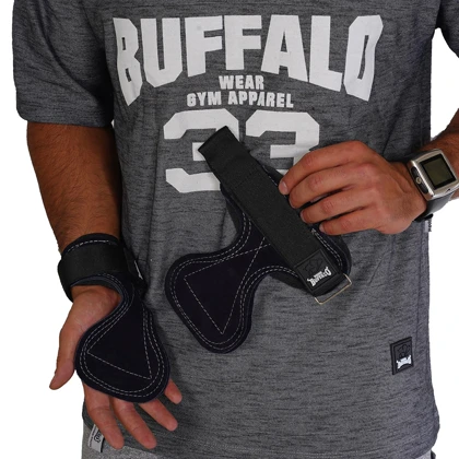 مچ بند چرمی بوفالو ترکیبی پد دست بند لیفت چرمی مشکی