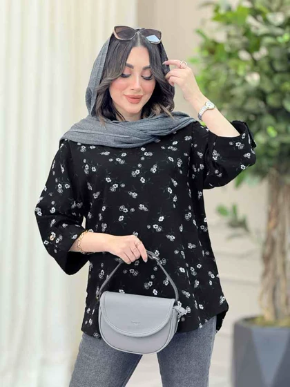 شومیز طرح گل آستین پاگن