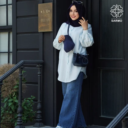 شومیز پاستیلی آبی