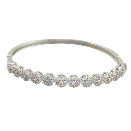 دستبند النگویی زنانه طرح فلاور مدل شکوفه با نگین‌های درخشان ژوپینگ