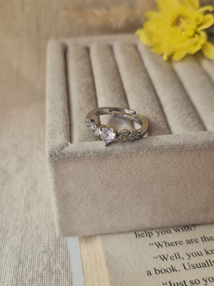 انگشتر جواهری فری سایز قلبی برگ