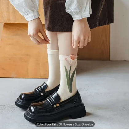 جوراب ساق بلند طرح دار