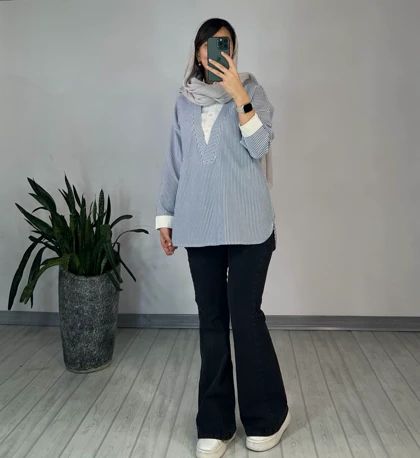 تونیک مانتویی راه راه آیلا