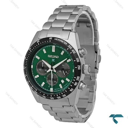 ساعت سیکو X مردانه سه موتوره کرنوگراف نقره ای صفحه سبز Seiko-8897-G