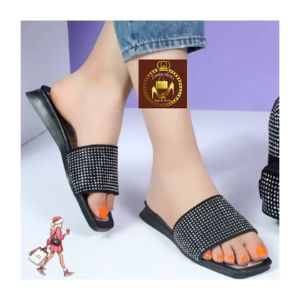 صندل دمپایی زنانه نگین‌دار لوکا