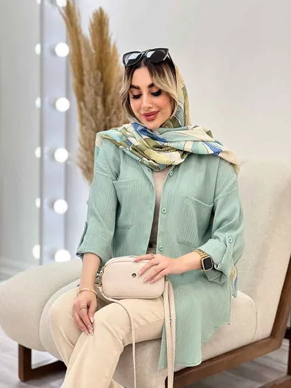 شومیز کراش آستین بند دار