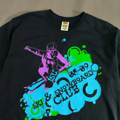 🧡 SIZE L-M تیشرت اورجینال برند معتبر FRUIT OF THE LOOM مدل SKI & SNOWBOARD