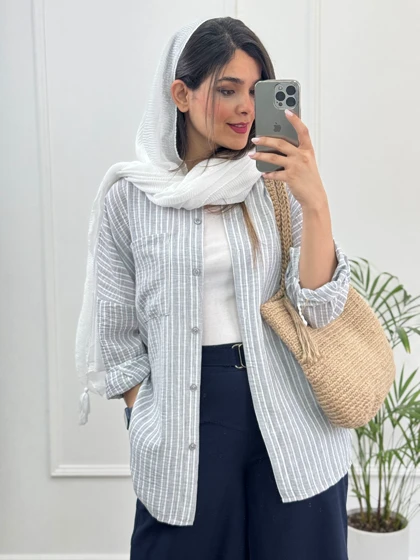 مانتو لینن راه راه نازلی