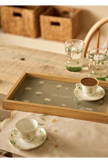 سینی دکوراتیو Bella Maison مدل Daisy شیشه‌ای - سبز