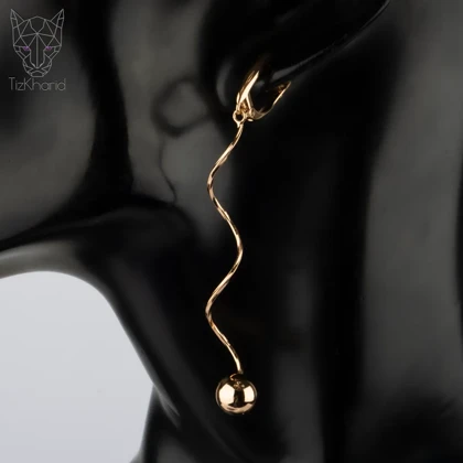 گوشواره آویز ژوپینگ پیچک توپی