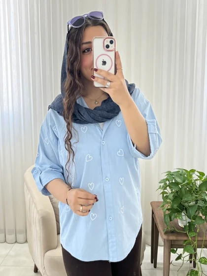 شومیز زنانه و دخترانه طرح قلب کد 619