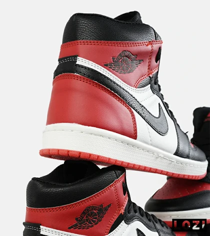 کفش کتانی مردانه و زنانه ساق‌دار مشکی قرمز سفید NIKE jordan 1