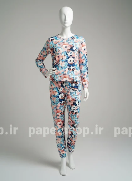 ست بلوز و شلوار مخمل طرح پاندا و گل