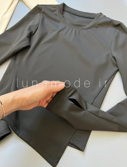 تیشرت آستین بلند بغل برش‌دار زنانه