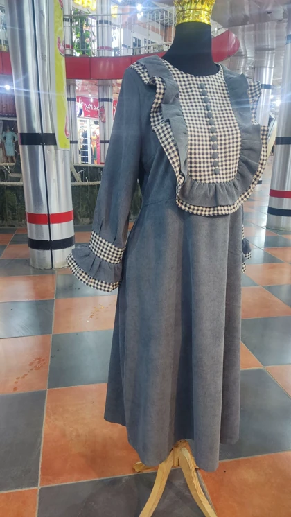 پیراهن زنانه مخمل کبریتی