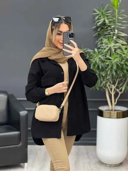 مانتو آستین برش‌دار دو جیب
