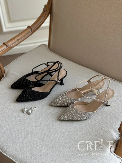 کفش بند تنظیم دار نگینی پاشنه 8 سانت