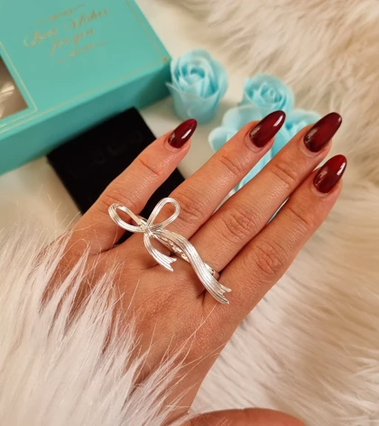 انگشتر ابکاری نقره پاپیون