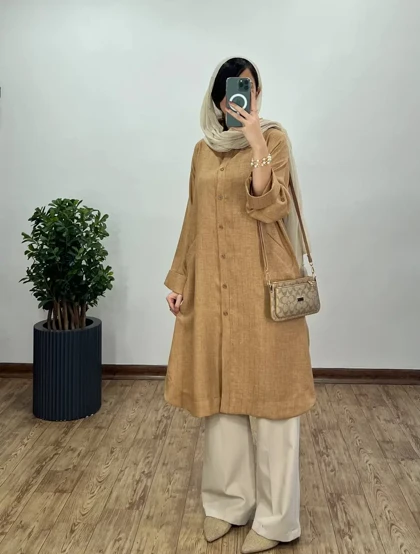 مانتو بلند جلو دکمه آتنا 1