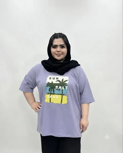 تیشرت سایز بزرگ زنانه طرح نخل